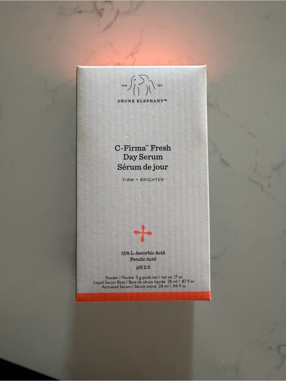 Drunk Elephant C-Firma Fresh Day Serum — White with Orange Accent